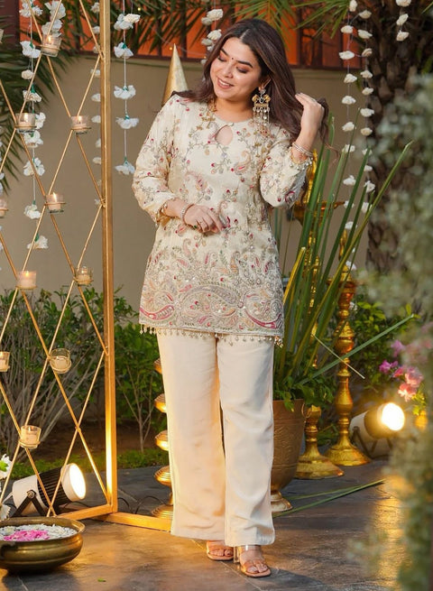 Women's Embroidered Crepe Silk Co-Ord Set