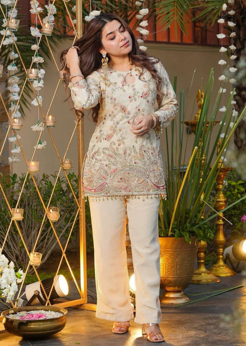 Women's Embroidered Crepe Silk Co-Ord Set