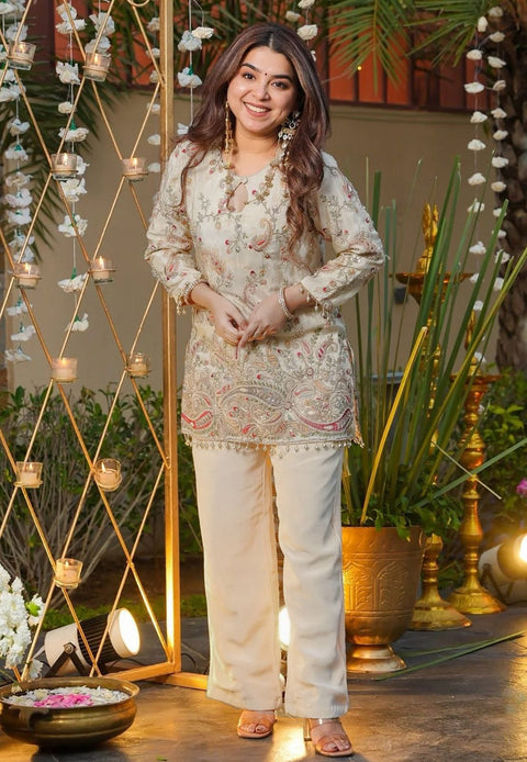 Women's Embroidered Crepe Silk Co-Ord Set