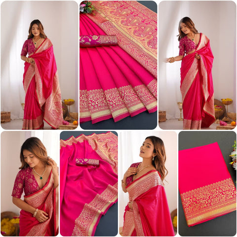 Minaxi Soft Lichi Silk Saree with Jacquard Border