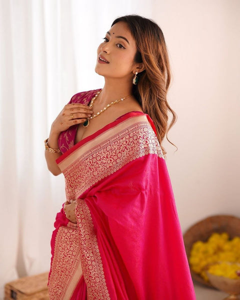 Minaxi Soft Lichi Silk Saree with Jacquard Border
