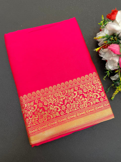 Minaxi Soft Lichi Silk Saree with Jacquard Border