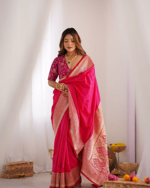 Minaxi Soft Lichi Silk Saree with Jacquard Border