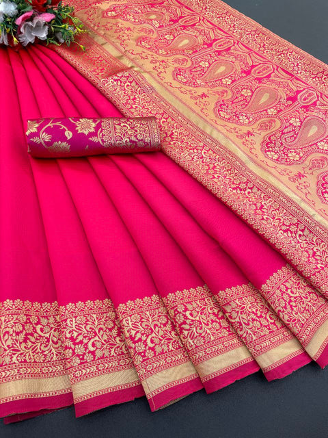 Minaxi Soft Lichi Silk Saree with Jacquard Border