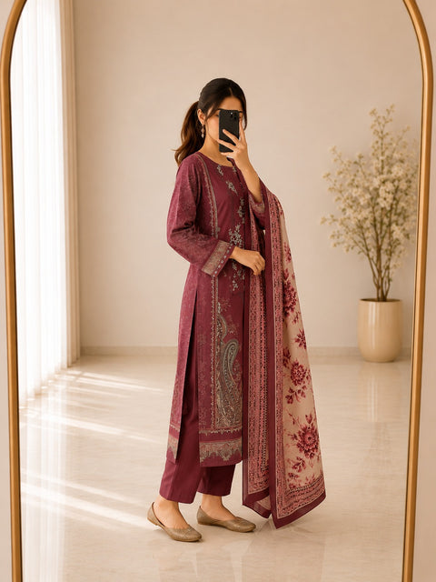 Cotton Printed Kurta Set with Embroidery Work & Dupatta