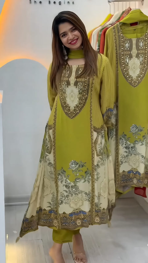 Premium Crepe Kurta Pant Set with Dupatta