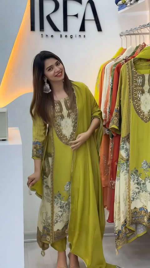 Premium Crepe Kurta Pant Set with Dupatta
