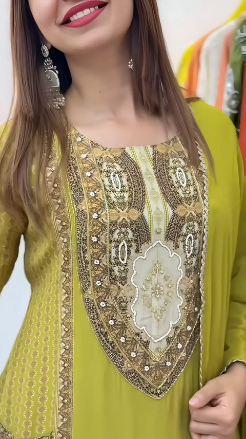 Premium Crepe Kurta Pant Set with Dupatta