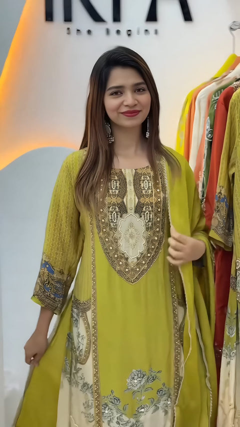 Premium Crepe Kurta Pant Set with Dupatta