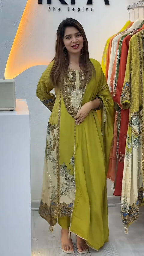 Premium Crepe Kurta Pant Set with Dupatta