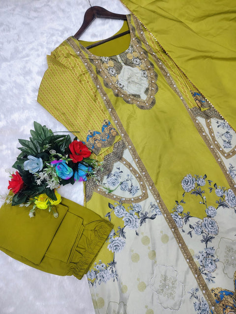Premium Crepe Kurta Pant Set with Dupatta