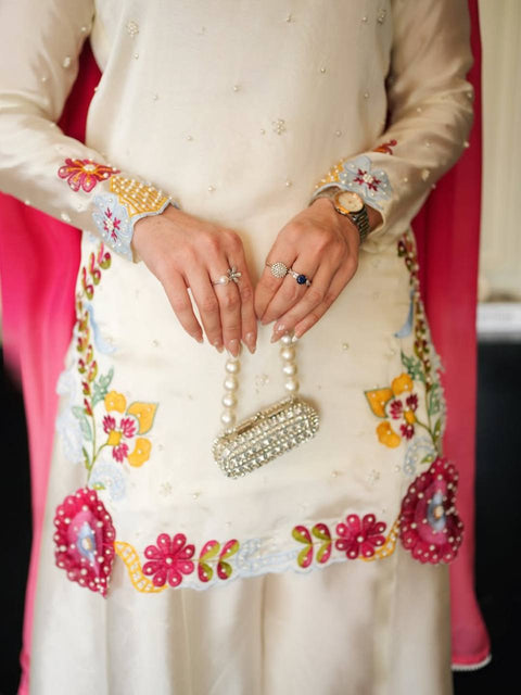 Designer Embroidered Roman Silk Sharara Set with Dupatta