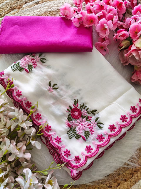 Designer Georgette Saree with Embroidered Border
