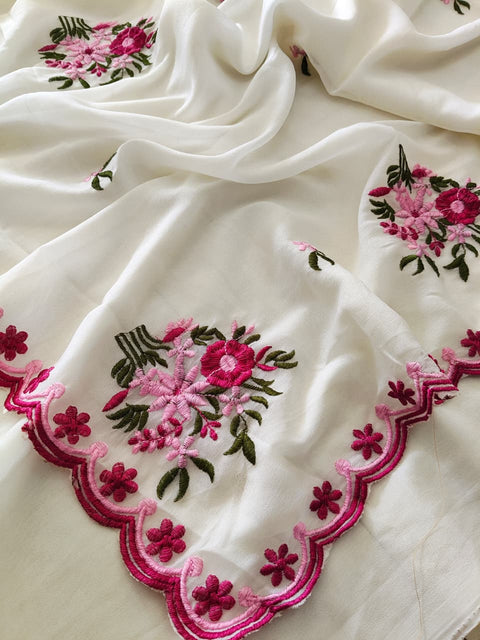Designer Georgette Saree with Embroidered Border