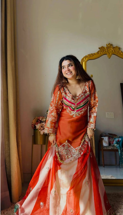 Women's Embroidered Viscose Satin Suit Set with Palazzo