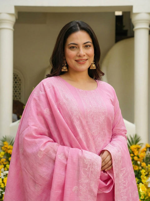 Elegant Pure Cotton Straight Kurta Set
