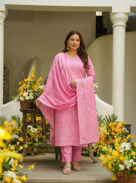 Elegant Pure Cotton Straight Kurta Set