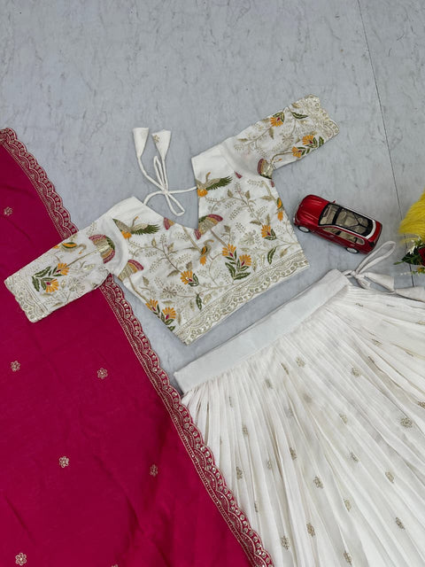 Embroidered Vichitra Silk Lehenga Set