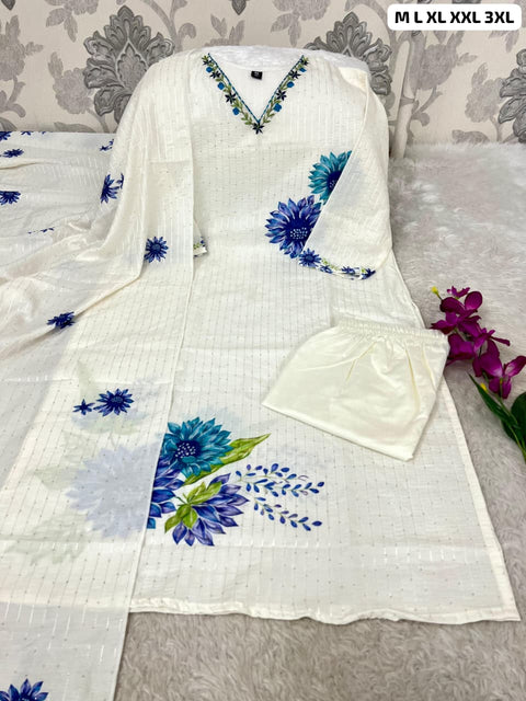 Sequence Silk Digital Print Kurti Set with Pant