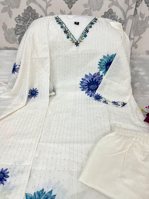 Sequence Silk Digital Print Kurti Set with Pant