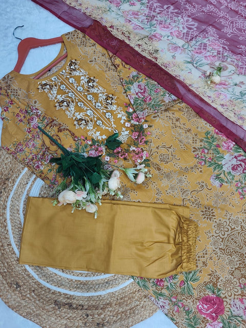 Elegant Pakistani Print Kurti Set with Embroidery Work