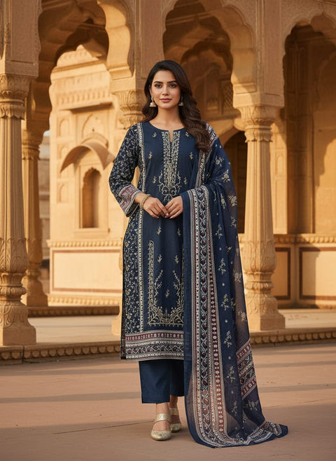 Pakistani Print Cotton Kurti Set with Embroidery Work