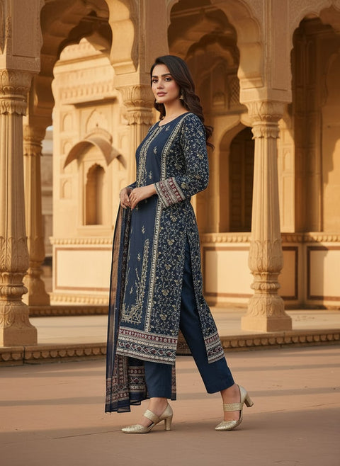 Pakistani Print Cotton Kurti Set with Embroidery Work