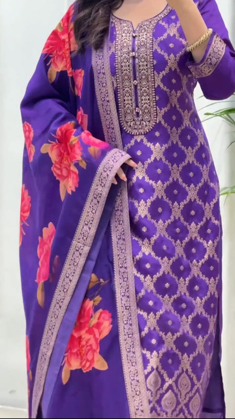 Banarasi Silk Style Readymade Suit Set