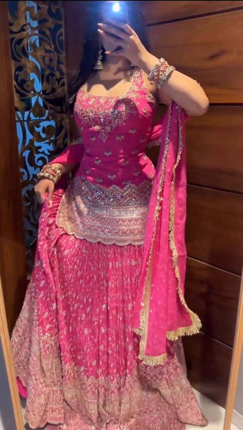 Heavy Chinon Silk Sequence Embroidered Lehenga Set with Dupatta