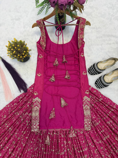 Heavy Chinon Silk Sequence Embroidered Lehenga Set with Dupatta