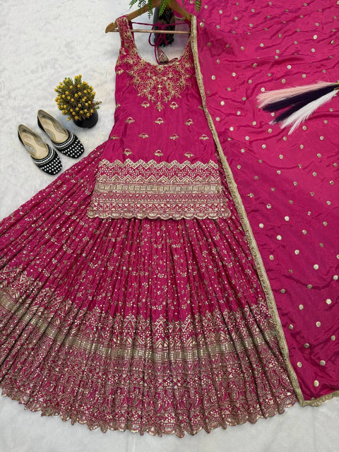 Heavy Chinon Silk Sequence Embroidered Lehenga Set with Dupatta