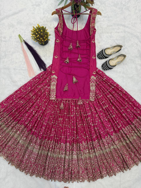 Heavy Chinon Silk Sequence Embroidered Lehenga Set with Dupatta