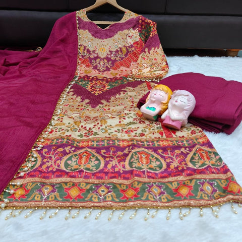 Premium Chinon Silk Kurta Sharara Set with Dupatta