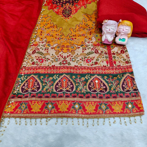 Premium Chinon Silk Kurta Sharara Set with Dupatta