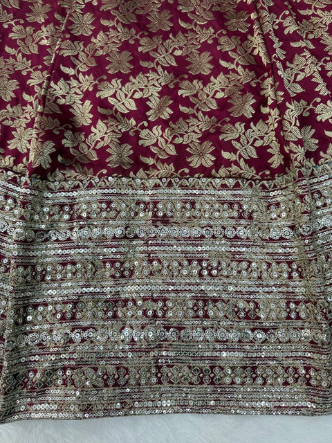 Designer Chanderi Jacquard Anarkali 3-Piece Set with Pent & Dupatta