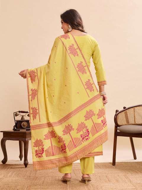 Pure Cotton Kurta Pant Dupatta Set