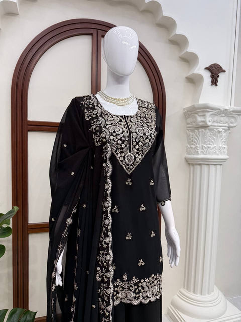 Faux Georgette Thread Sequence 3-Piece Suit Set