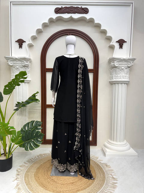 Faux Georgette Thread Sequence 3-Piece Suit Set