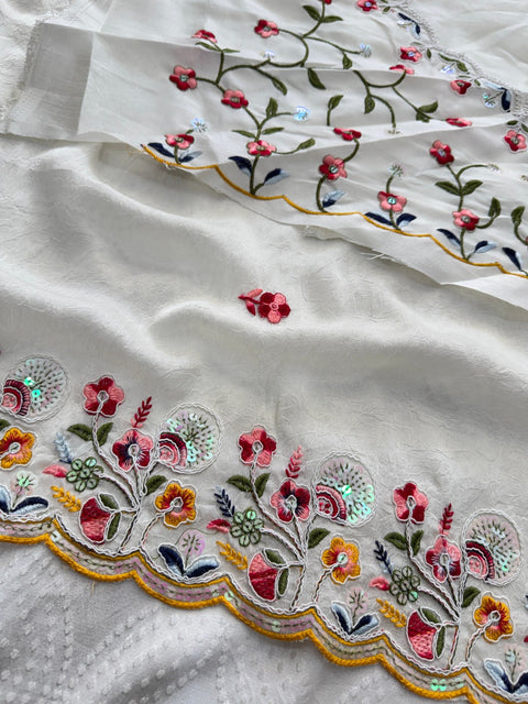 Soft Crush Silk Embroidered Party Wear Saree