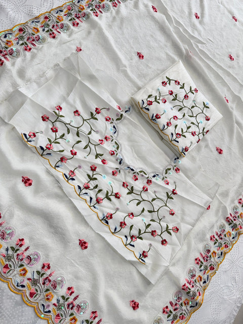 Soft Crush Silk Embroidered Party Wear Saree