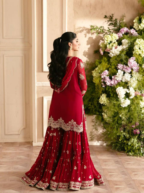 Faux Georgette Embroidered Sharara Suit Set