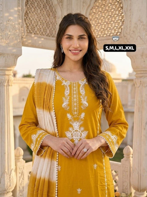 Stylish Roman Silk Kurti Pant Dupatta Set