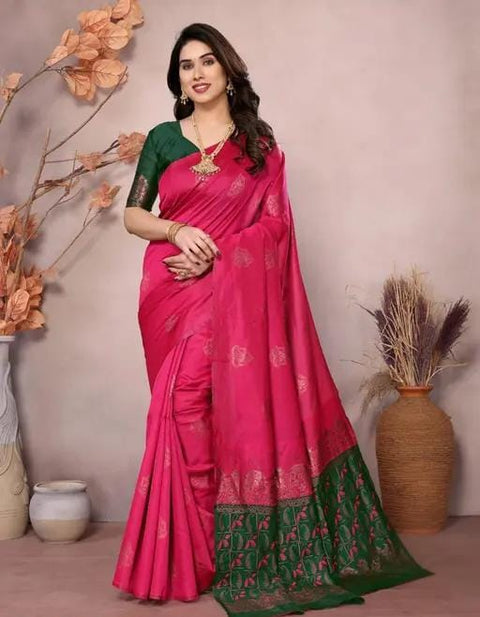 SOFT LICHI SILK SAREE WITH JACQUARD WORK