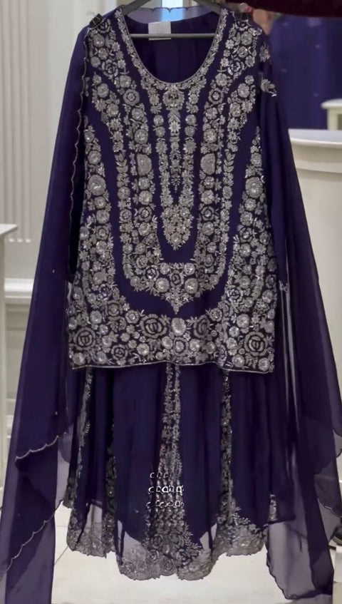 Heavy Chinon Designer Suit with Sharara & Dupatta