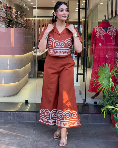 Top & Bottom Cord suit With Embroidery Work