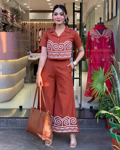 Top & Bottom Cord suit With Embroidery Work