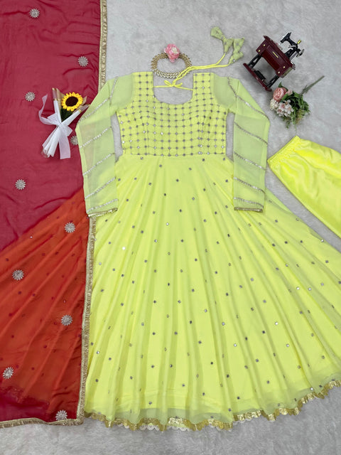 Tranding Georgette Stitched anarkali Gown Full Ghera with duptta