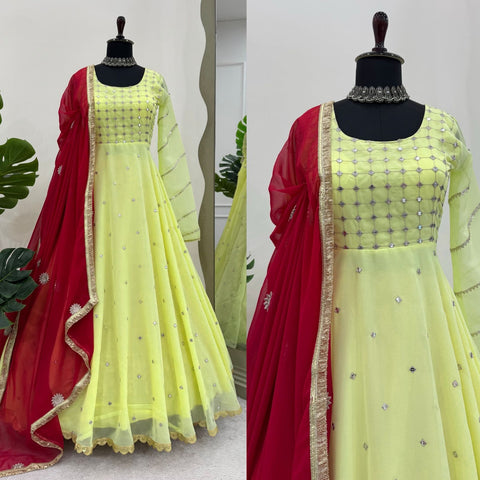 Tranding Georgette Stitched anarkali Gown Full Ghera with duptta