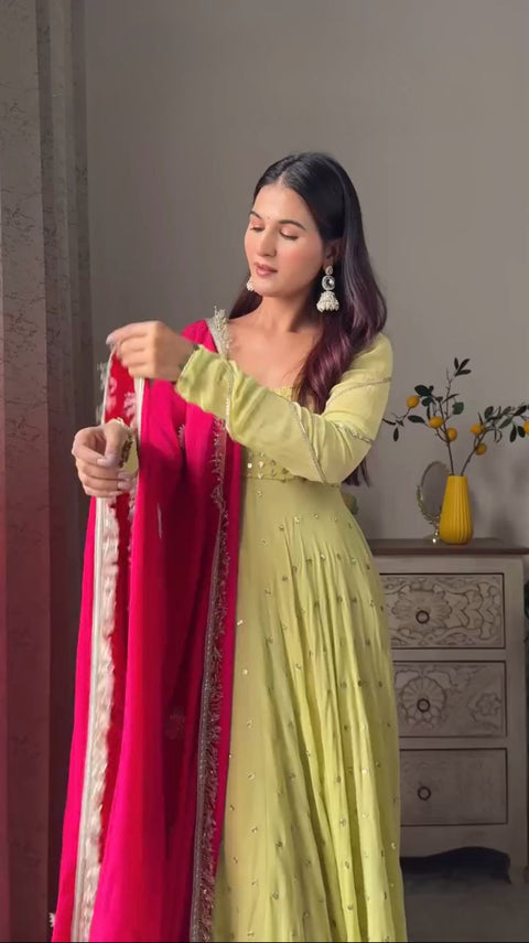 Tranding Georgette Stitched anarkali Gown Full Ghera with duptta