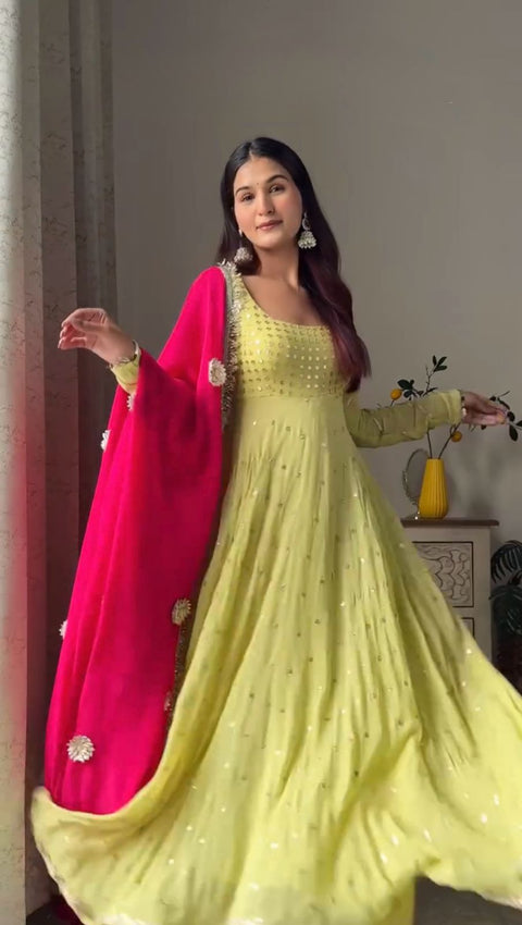 Tranding Georgette Stitched anarkali Gown Full Ghera with duptta